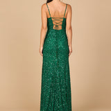 Beaded V Neck Dress with Slit | 29310