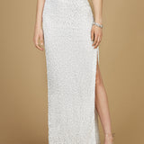 Long Side-Slit Beaded Skirt