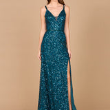 Beaded Prom Dress with High Slit