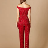 Beaded Off Shoulder Jumpsuit