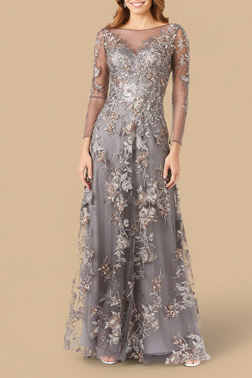 Long Sleeve Modest Lace Gown