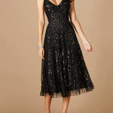Flowing, Sequin Midi Dress