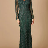 Long Sleeve Beaded Dress