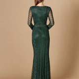 Long Sleeve Beaded Dress