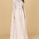Lace Gown with Dramatic Cape Sleeves | Lara 29454