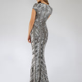 Lara 29540 - Body Con Beaded Silver Petite Dress
