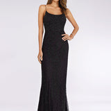 Lara 29577 - Scoop Neck, Lace Up Open Back Dress