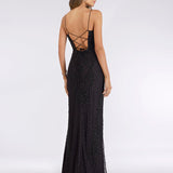 Lara 29577 - Scoop Neck, Lace Up Open Back Dress