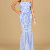 Lara 29577 - Scoop Neck, Lace Up Open Back Dress