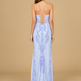 Lara 29577 - Scoop Neck, Lace Up Open Back Dress