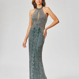 Halter Neck Dress with Keyhole