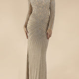 Lara 29602 - V Neck Beaded Long Sleeve Dress
