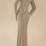 Lara 29602 - V Neck Beaded Long Sleeve Dress