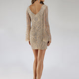 Lara 29608 - Bell Sleeves V Neck Cocktail Dress