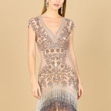 Lara 29609 - Beaded Fringe Short Cocktail Dress