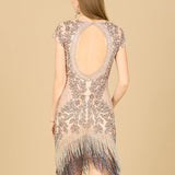 Lara 29609 - Beaded Fringe Short Cocktail Dress