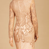 Lara 29610 - Long Sleeve Beaded Cocktail Dress