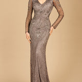 Lara 29615 - Long Sleeve Beaded Dress