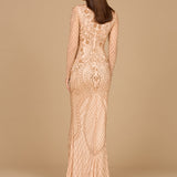 Lara 29615 - Long Sleeve Beaded Dress
