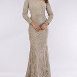 Lara 29617 - Long Sleeves Lace Mermaid Gown