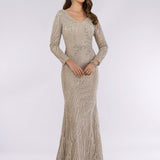Lara 29617 - Long Sleeves Lace Mermaid Gown