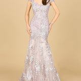 Lara 29642 - Cap Sleeve Mermaid Gown