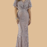 Lara 29673 - Cape Sleeve Mermaid Gown