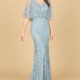Lara 29673 - Cape Sleeve Mermaid Gown