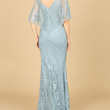 Lara 29673 - Cape Sleeve Mermaid Gown