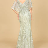 Lara 29673 - Cape Sleeve Mermaid Gown