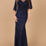 Lara 29673 - Cape Sleeve Mermaid Gown