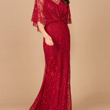 Lara 29673 - Cape Sleeve Mermaid Gown