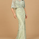 Lara 29673 - Cape Sleeve Mermaid Gown