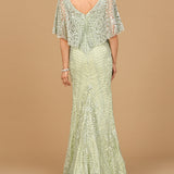 Lara 29673 - Cape Sleeve Mermaid Gown