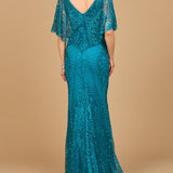 Lara 29673 - Cape Sleeve Mermaid Gown