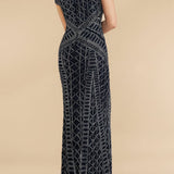Lara 29746 - Beaded V-Neckline Dress with Cap Sleeves