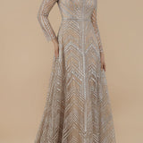 Lara 29753 - Long Sleeves Beaded Ballgown