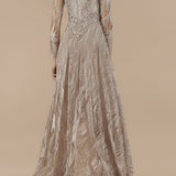 Lara 29753 - Long Sleeves Beaded Ballgown