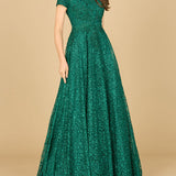 Sheer Off Shoulder Ball Gown | Lara 29765
