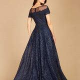 Sheer Off Shoulder Ball Gown | Lara 29765