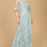 Cape Sleeves A-line Lace Gown