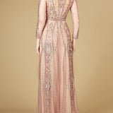 Lara 29788 - Long Illusion Sleeves, A-line Long Gown