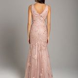 Lara 29869 - Mermaid Dress with Floral Lace Appliques