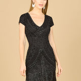 Lara Brooklyn Beaded Fitted Short Dress with Open Back