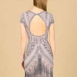 Lara Brooklyn Beaded Fitted Short Dress with Open Back