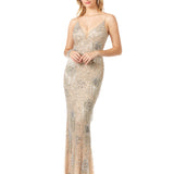 Lara Danika Floral Beaded Sheath Beaded Dress with Beaded Fringe