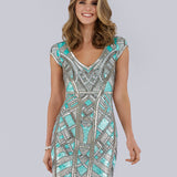 Lara 29909 - Beaded, V-neck Mini Dress