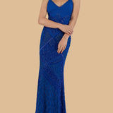 Plunging Neckline Spaghetti Strap Fitted Column Dress - Lara 29911