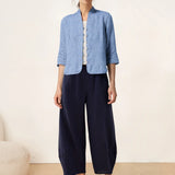 100% Linen Hand Button Fitted Jacket AMELIA