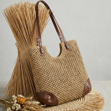 Woven Hollow-Out Shoulder Tote Bag